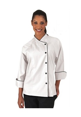 Filipina para Chef de Mujer, manga 3/4 y biés. Confeccionada con Gabardina 50/50