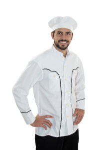 Filipina para Chef de Hombre corte Vaquero, manga larga, confeccionada con Gabardina 50/50